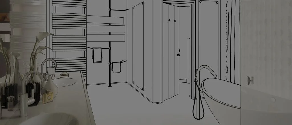 Bathroom design sketches illustrating layout planning
